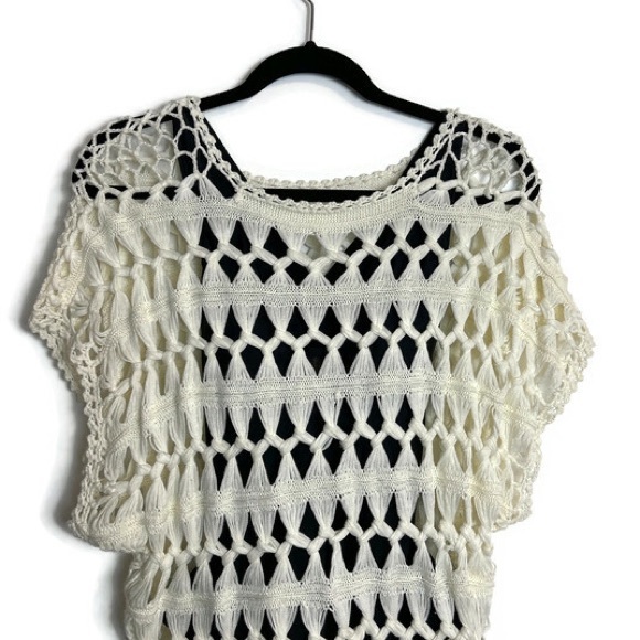 White / Cream Crochet Top Sz M EUC - Picture 6 of 6